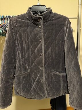 Coach Quilted Velvet Teddy Jacket in Charcoal